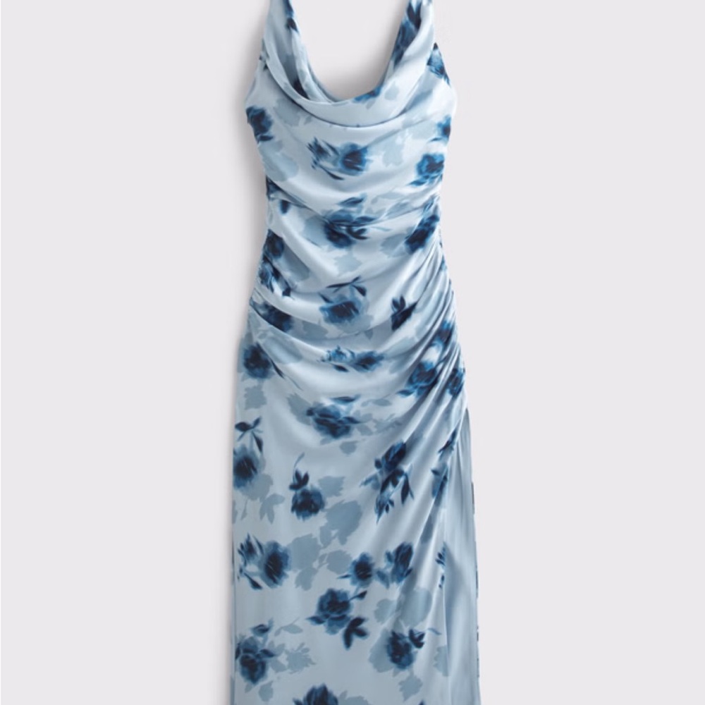 Abercrombie & Fitch Cowl Neck Blue Floral Dress